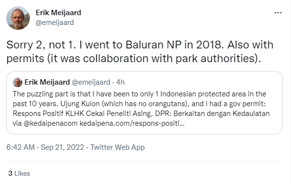 Indonesia ban Erik Meijaard
